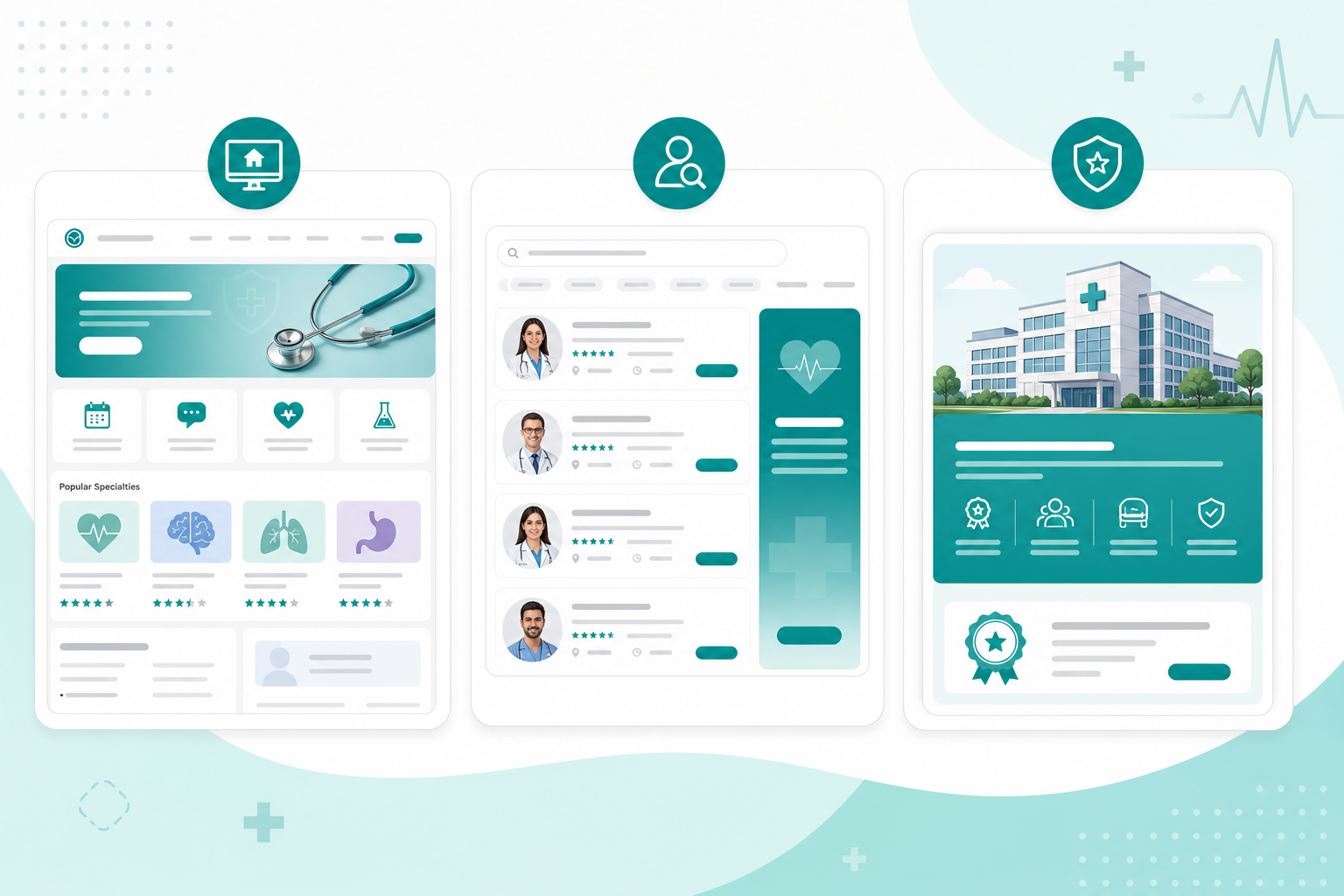 DoctorBookly homepage, sidebar, and premium partner advertising placement examples
